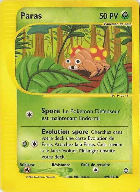 Paras, carte Pokémon AQ 99 — extension Aquapolis