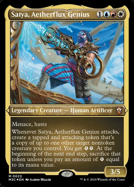 Satya, Aetherflux Genius, Magic card M3C 23 — Modern Horizons 3 Commander set
