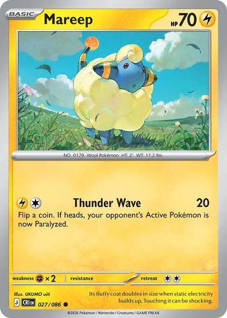 Mareep, Pokémon card CRI 027 — Chaos Rising set