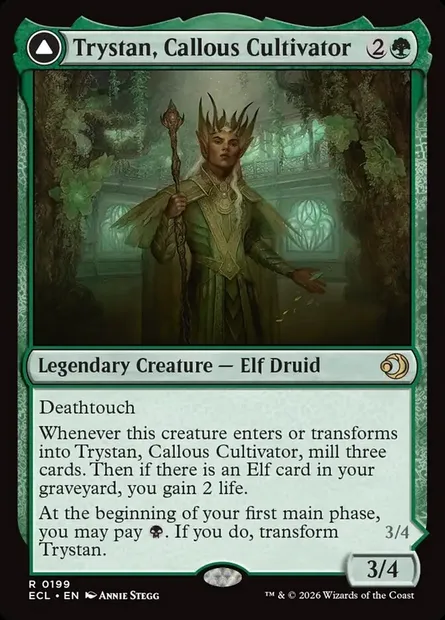 Trystan, Callous Cultivator // Trystan, Penitent Culler, Magic card ECL 199 — Lorwyn Eclipsed set
