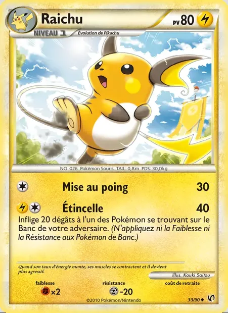 Raichu, carte Pokémon UD 33 — extension Indomptable