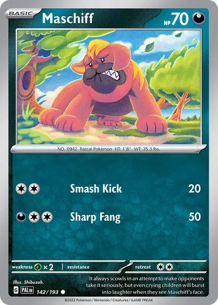 Maschiff, Pokémon card PAL 142 — Paldea Evolved set