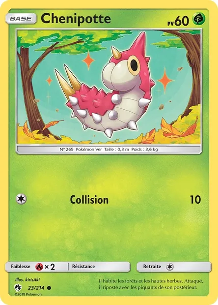 Chenipotte, carte Pokémon LOT 23 — extension Tonnerre Perdu