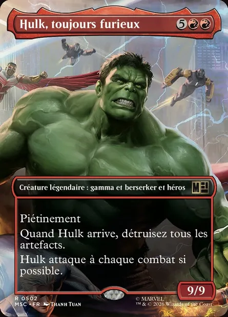 Hulk, toujours furieux, carte Magic MSC 502 — extension Marvel Super Heroes Commander