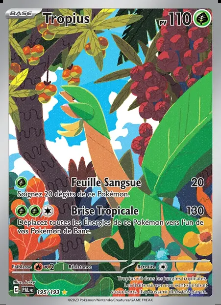 Tropius, carte Pokémon PAL 195 — extension Évolutions à Paldea