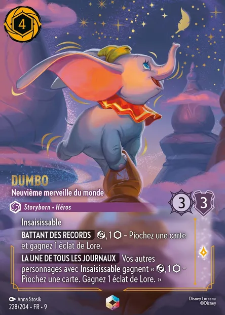 Dumbo - Neuvième merveille du monde, carte Disney Lorcana CH9-228 — extension Fabuleux