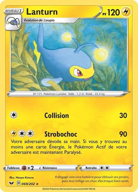 Lanturn, carte Pokémon SSH 69 — extension Épée et Bouclier
