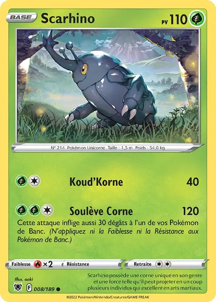 Scarhino, carte Pokémon ASR 008 — extension Astres Radieux