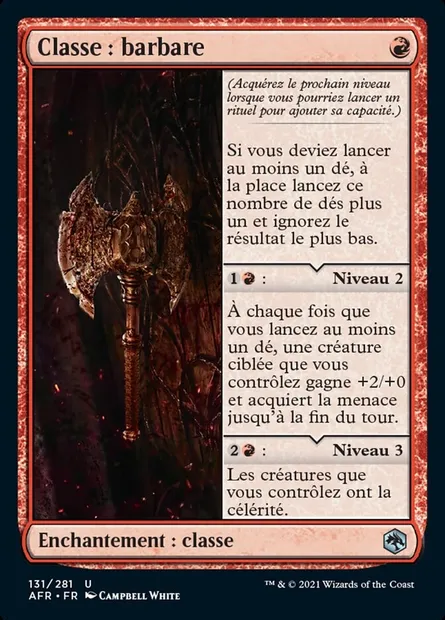 Classe : barbare, carte Magic AFR 131 — extension Forgotten Realms: Aventures dans les Royaumes Oubliés