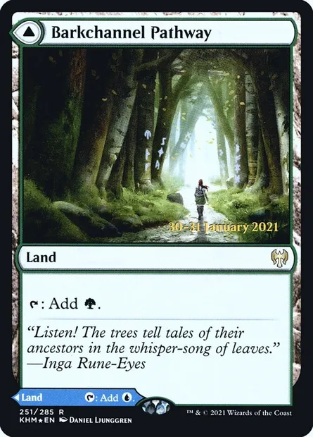 Barkchannel Pathway // Tidechannel Pathway, Magic card PKHM 251s — Kaldheim Promos set