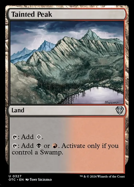 Tainted Peak, Magic card OTC 327 — Outlaws of Thunder Junction Commander set