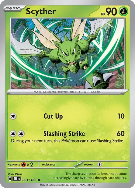 Scyther, Pokémon card TEF 001 — Temporal Forces set