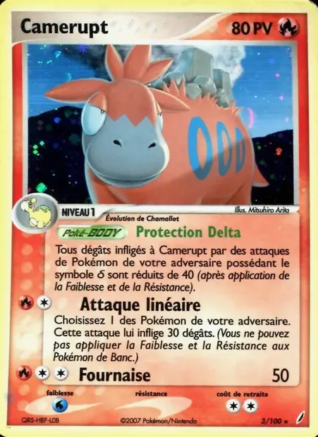 Camérupt, carte Pokémon CG 3 — extension EX Gardiens de Cristal