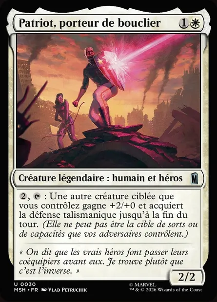 Patriot, porteur de bouclier, carte Magic MSH 30 — extension Marvel Super Heroes