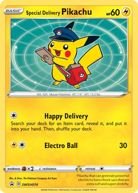 Special Delivery Pikachu, Pokémon card SWSH 074 — SWSH Black Star Promos set
