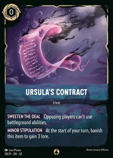 Ursula's Contract, Disney Lorcana card Q1-030 — Illumineer's Quest: Deep Trouble set