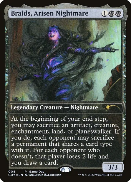 Braids, Arisen Nightmare, Magic card GDY 8 — Game Day Promos set