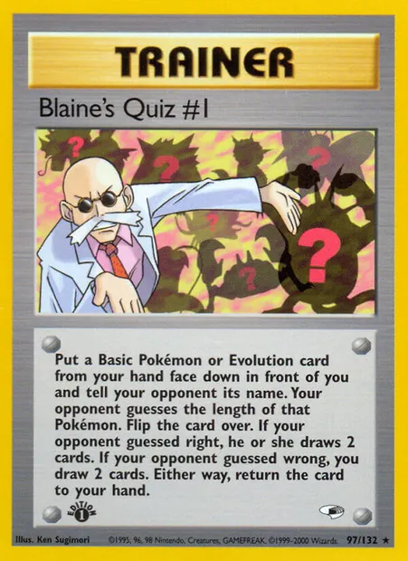 Blaine's Quiz #1, Pokémon card GH 97 — Gym Heroes set