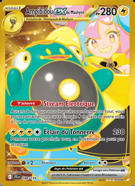 Ampibidou-ex de Mashynn, carte Pokémon JTG 188 — extension Aventures Ensemble