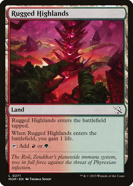 Rugged Highlands, Magic card MOM 271 — March of the Machine set