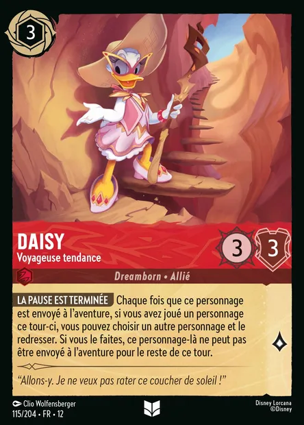 Daisy - Voyageuse tendance, carte Disney Lorcana CH12-115 — extension Contrées Inconnues
