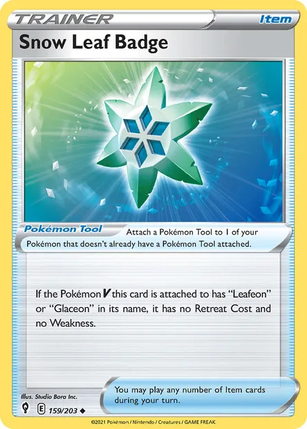 Snow Leaf Badge, Pokémon card EVS 159 — Evolving Skies set