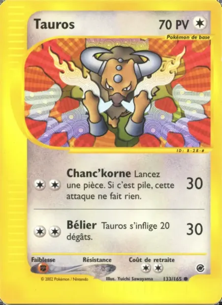 Tauros, carte Pokémon EX 133 — extension Expedition