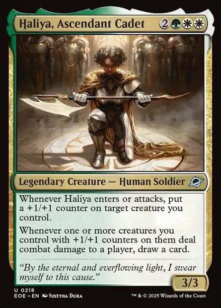 Haliya, Ascendant Cadet, Magic card EOE 218 — Edge of Eternities set