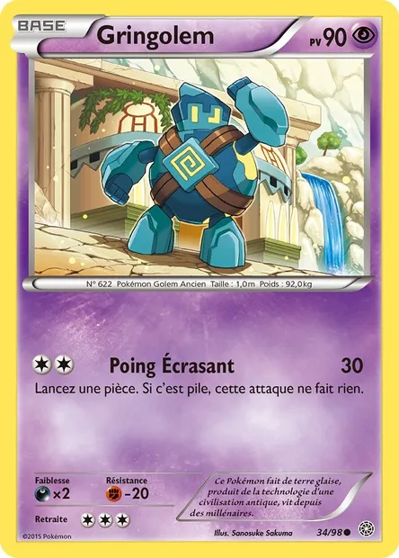 Gringolem, carte Pokémon AOR 34 — extension Origines Antiques