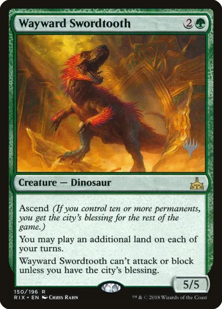 Wayward Swordtooth, Magic card PRIX 150p — Rivals of Ixalan Promos set