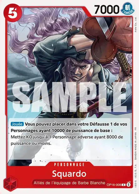 Squardo, carte One Piece OP16-008 — extension L'HEURE DE LA BATAILLE DÉCISIVE