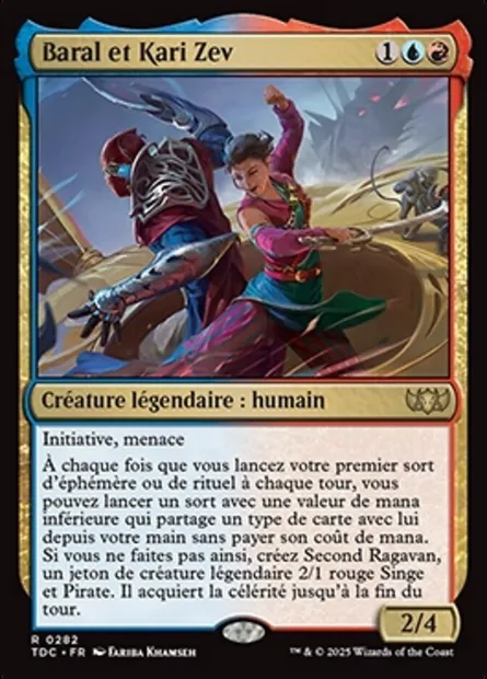 Baral et Kari Zev, carte Magic TDC 282 — extension Tarkir: Dragonstorm Commander