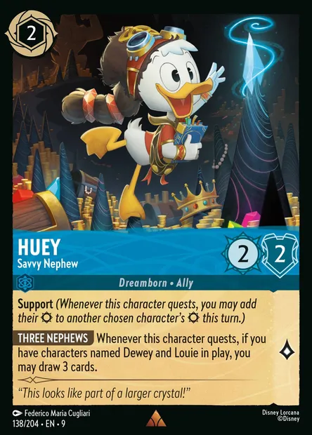 Huey - Savvy Nephew, Disney Lorcana card CH9-138 — Fabled set