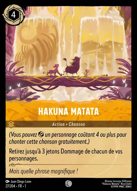 Hakuna Matata, carte Disney Lorcana CH1-027 — extension Premier Chapitre