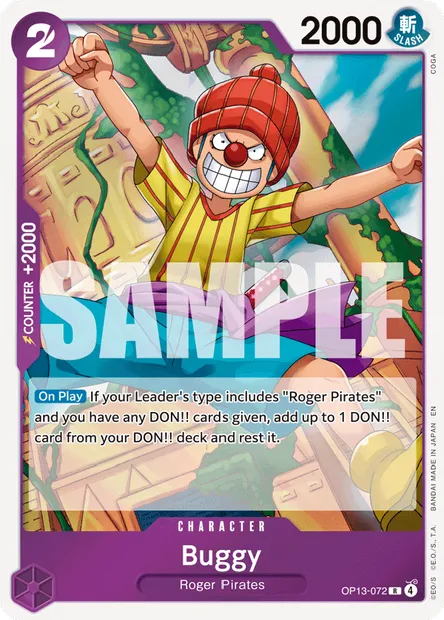 Buggy, One Piece card OP13-072 — CARRYING ON HIS WILL set