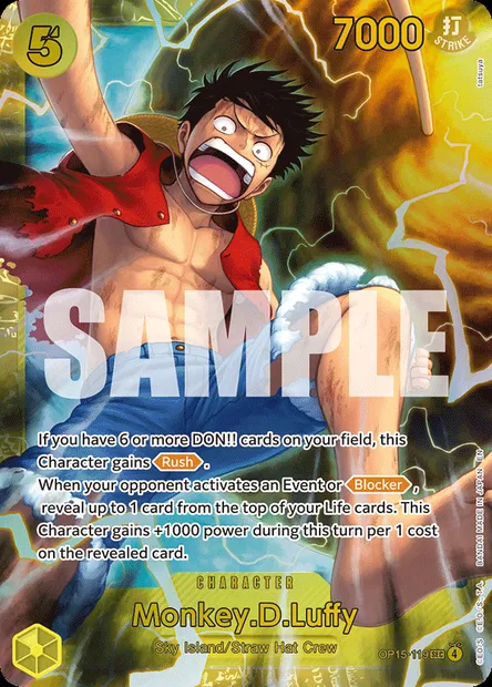 Monkey.D.Luffy, One Piece card OP15-119 — ADVENTURE ON KAMI’S ISLAND set