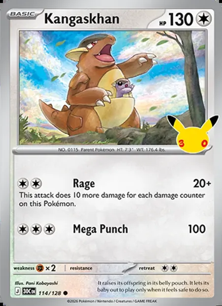 Kangaskhan, Pokémon card 30C 114 — 30th Celebration set