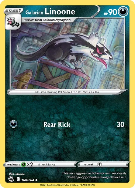 Galarian Linoone, Pokémon card FST 160 — Fusion Strike set
