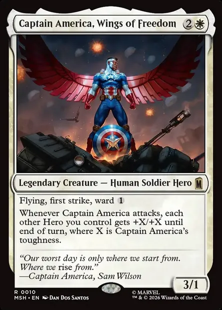 Captain America, Wings of Freedom, Magic card MSH 10 — Marvel Super Heroes set