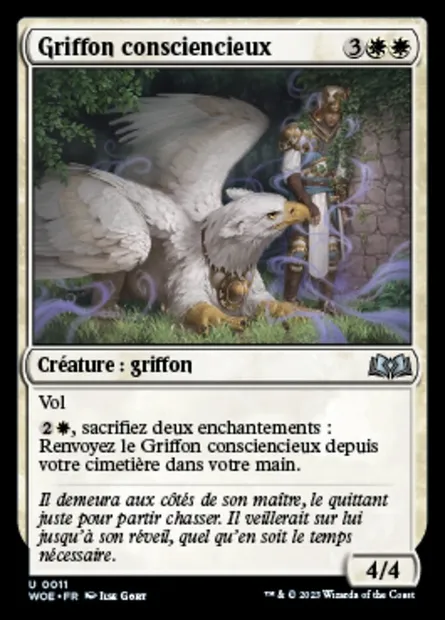 Griffon consciencieux, carte Magic WOE 11 — extension Wilds of Eldraine