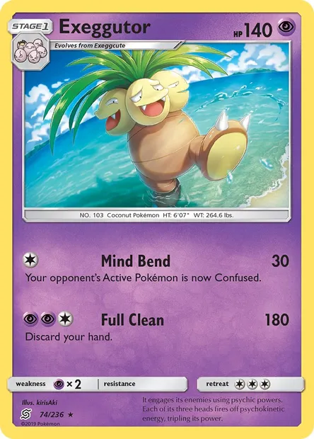 Exeggutor, Pokémon card UNM 74 — Unified Minds set