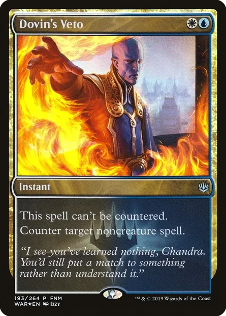 Véto de Dovin, carte Magic PWAR 193 — extension War of the Spark Promos