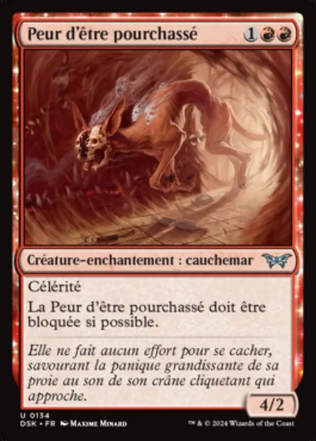 Peur d'être pourchassé, carte Magic DSK 134 — extension Duskmourn: House of Horror