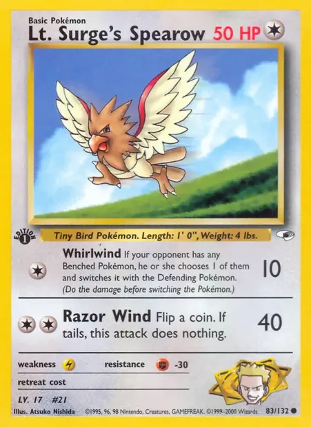 Lt. Surge's Spearow, carte Pokémon GH 83 — extension Gym Heroes