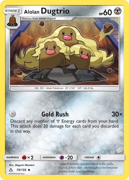 Alolan Dugtrio, Pokémon card UPR 79 — Ultra Prism set