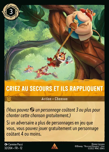 Criez au secours et ils rappliquent, carte Disney Lorcana CH12-032 — extension Contrées Inconnues