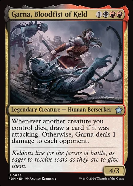 Garna, Bloodfist of Keld, Magic card FDN 658 — Foundations set
