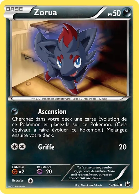 Zorua, carte Pokémon DEX 69 — extension Explorateurs Obscurs