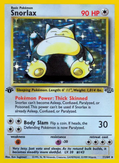 Snorlax, Pokémon card JU 11 — Jungle set