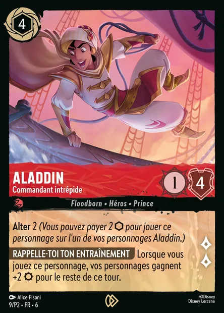 Aladdin - Commandant intrépide, carte Disney Lorcana P2-009 — extension P2